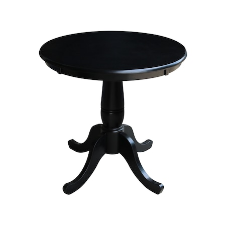 International Concepts Round 30 in Round Top Pedestal Table, 28.9 inH, Black, 30 W, 30 L, 28.9 in H, Wood, Black K46-30RT